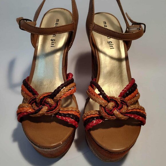 Madden Girl 'Rolliee" Women's Multicolor Striped Platform Sandals Size 8 - Picture 2 of 12